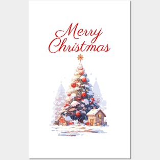 Merry Christmas decorated tree Posters and Art